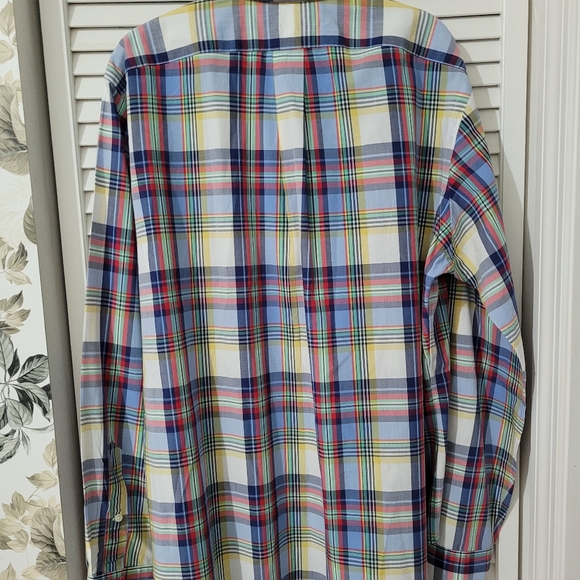 Ralph Lauren Shirt Mens Large Blue Plaid 100% Cotton Long Sleeve Oxford - Picture 4 of 6